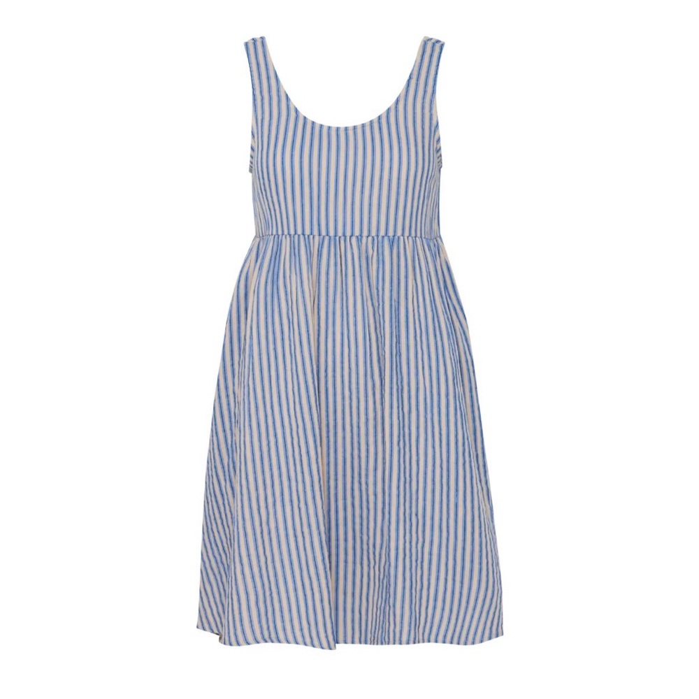 Blue and White Striped Sleeveless Sundress